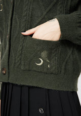 Dianne Embroidered Cable Knit Cardigan
