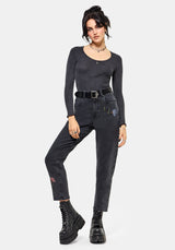 Rosanella Embroidered Denim Mom Jean
