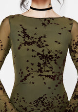 Jael Flocked Devoré Midi Dress