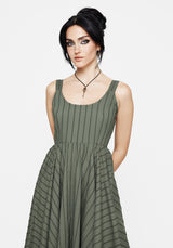 Blythe Cotton Handkerchief Hem Midaxi Dress - Green