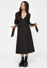 Kallista Striped Midi Wrap Dress