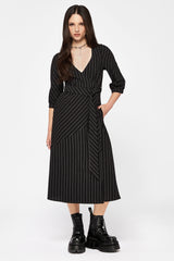 Kallista Striped Midi Wrap Dress