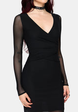 Zillah Ruched Wrap Mesh Midaxi Dress