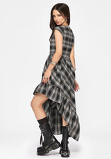 Noemi Check Asymmetric Ruffle Maxi Dress