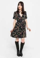 Dionaea Flytrap Print Wrap Mini Dress