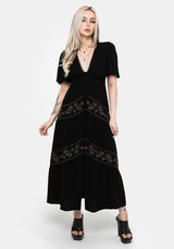 Dionaea Flytrap Embroidered Tiered Midaxi Dress