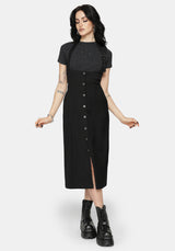 New Age Halter Neck Pinafore Midi Dress - Black