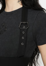New Age Halter Neck Pinafore Midi Dress - Black