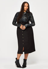 New Age Halter Neck Pinafore Midi Dress - Black