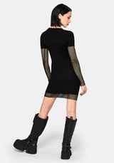 Shae Fishnet Long Sleeve Mini Dress
