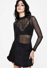 Cybele Floral Flocked Mesh Bodysuit