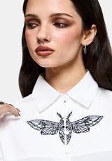 Wispette Moth Embroidered Poplin Fitted Shirt