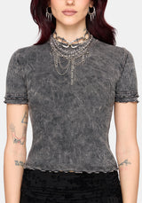 Stori Ribbed Short Sleeve T-Shirt - Black