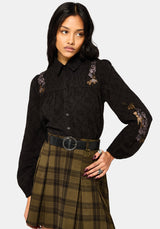 Dusha Garden Embroidered Shirt - Black