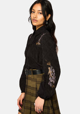 Dusha Garden Embroidered Shirt - Black