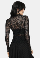 Ashes & Words Flocked Ruche Mesh Top