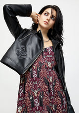 Elemental Embroidered Faux Leather Jacket
