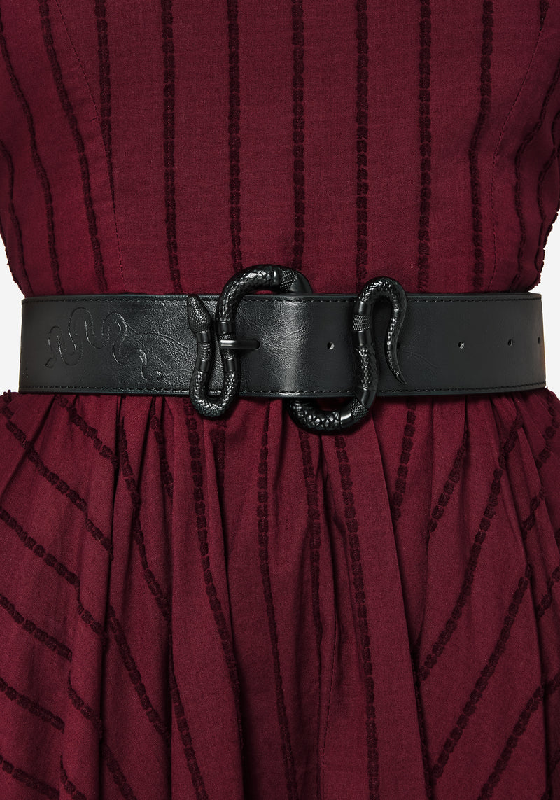 Mamba Debossed Belt With Snake Buckle - Black