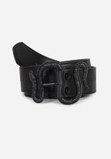 Mamba Debossed Belt With Snake Buckle - Black