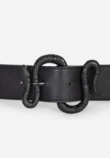 Mamba Debossed Belt With Snake Buckle - Black