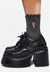 Morchella Embroidered Mushroom Socks