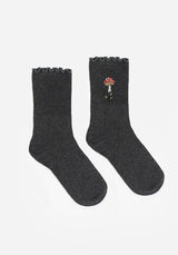 Morchella Embroidered Mushroom Socks