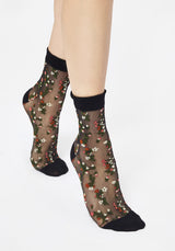 Everblooming Floral Mesh Socks