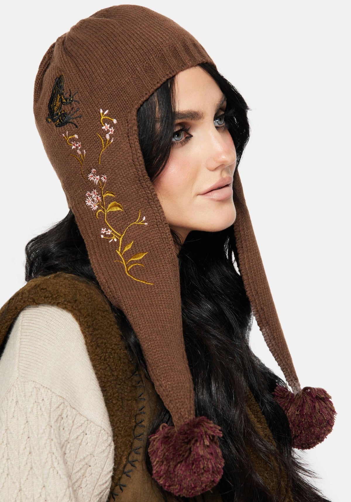 Liora Moth Floral Pom Pom Hat
