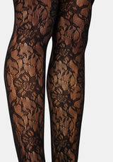 Phantasmic Sheer Lace Tights - Black