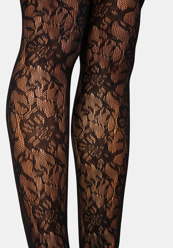 Phantasmic Sheer Lace Tights - Black