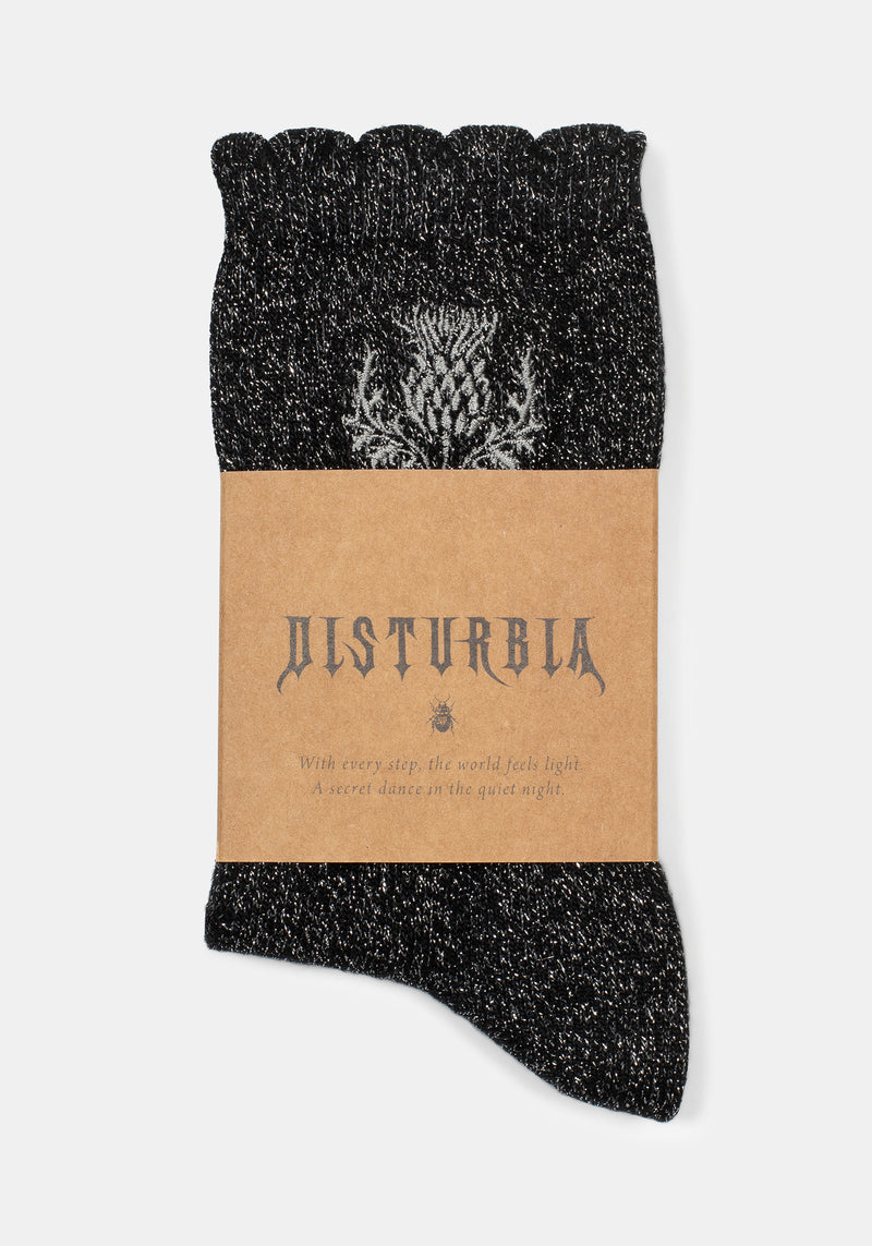 Lurex Thistle Embroidered Socks