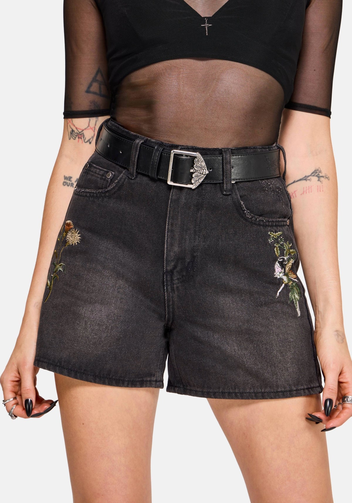 Rosamoth Debossed Buckle Belt - Silver