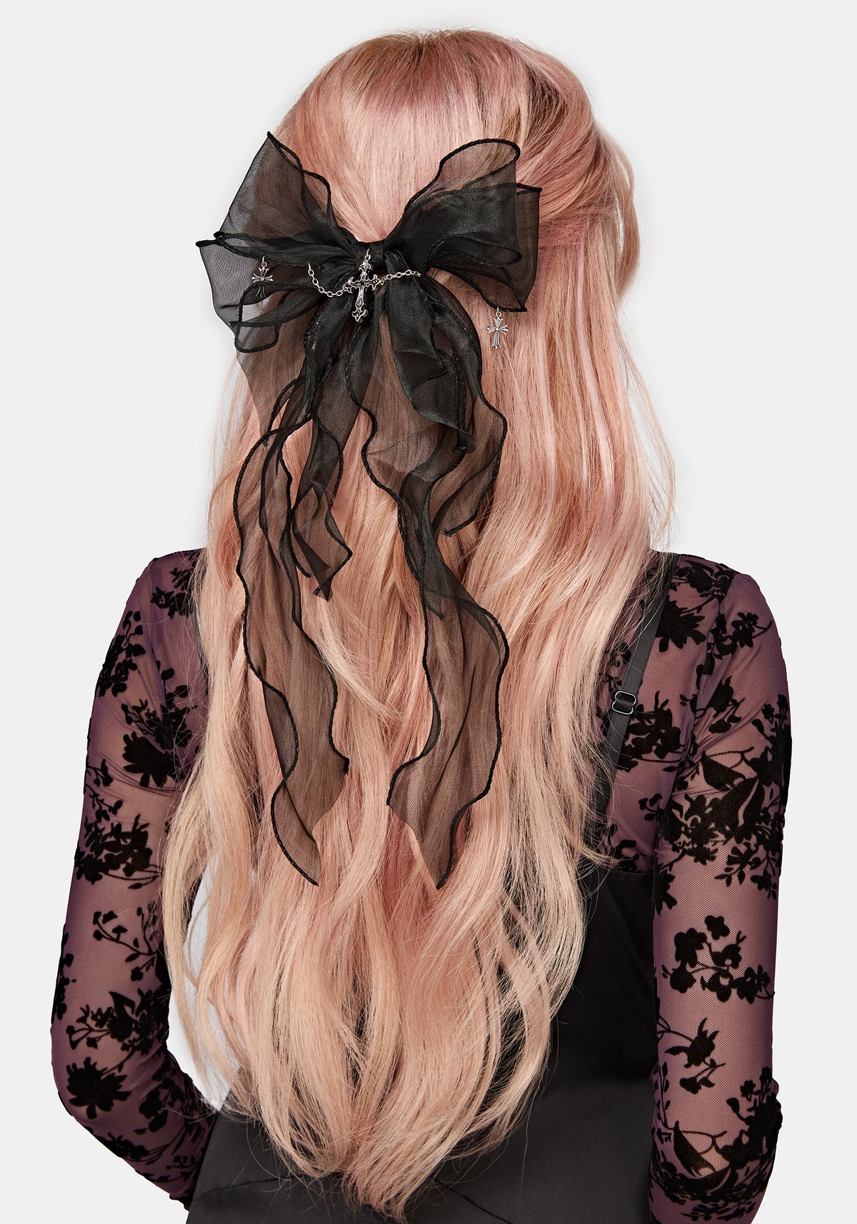 Mera Chiffon Cross Charm Hair Bow
