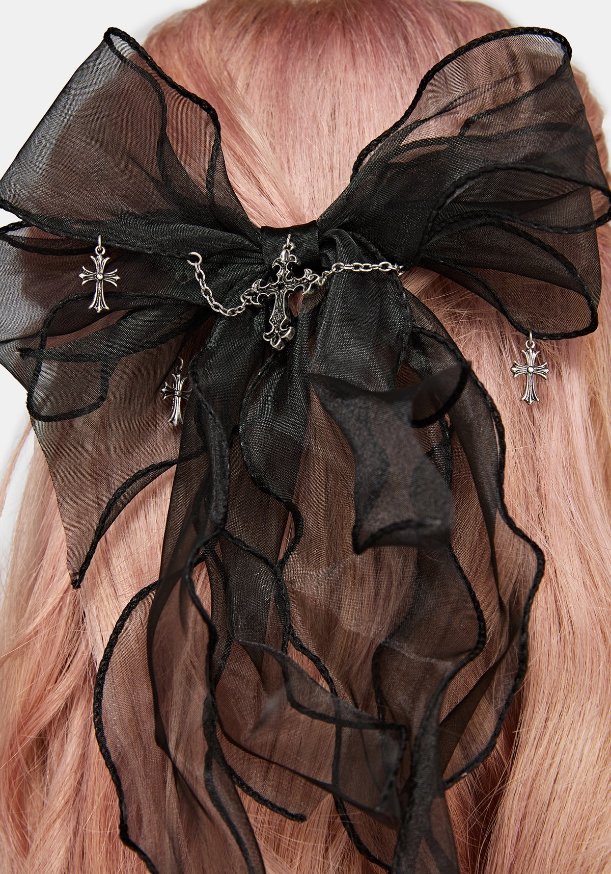Mera Chiffon Cross Charm Hair Bow