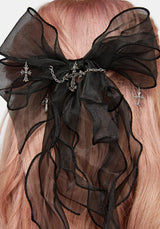 Mera Chiffon Cross Charm Hair Bow