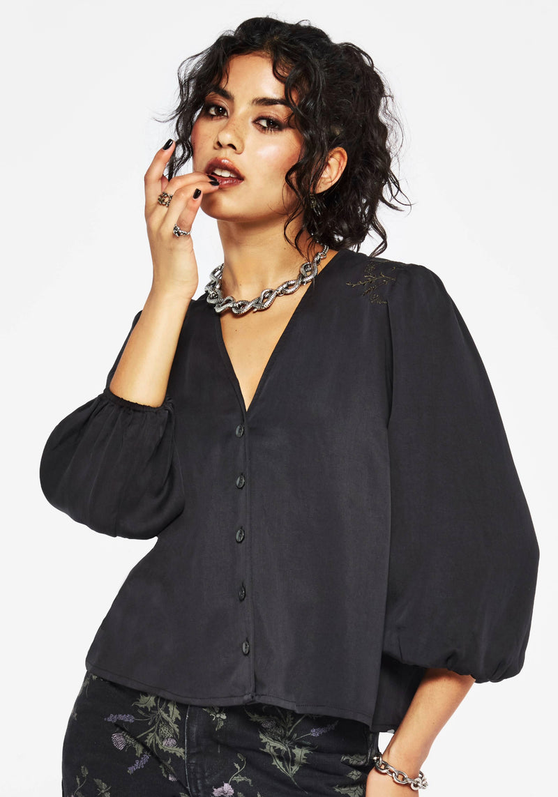 Isidora Embroidered Button Up Blouse
