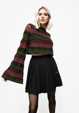 Splinter Stripe Knit Flare Sleeve Crop Jumper