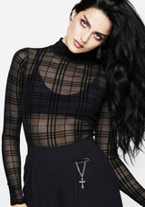 Buffy Check Mesh Top