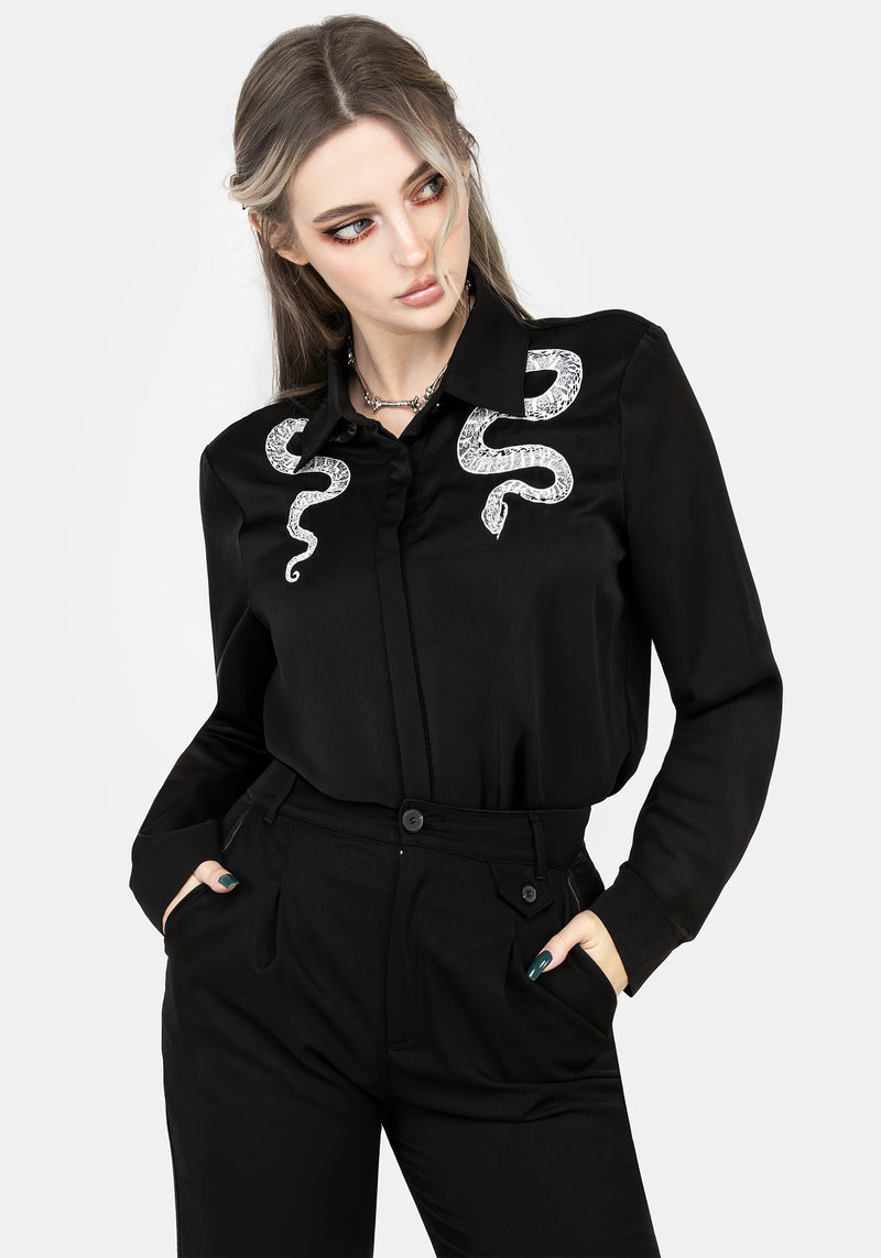 Slither Embroidered Snake Shirt