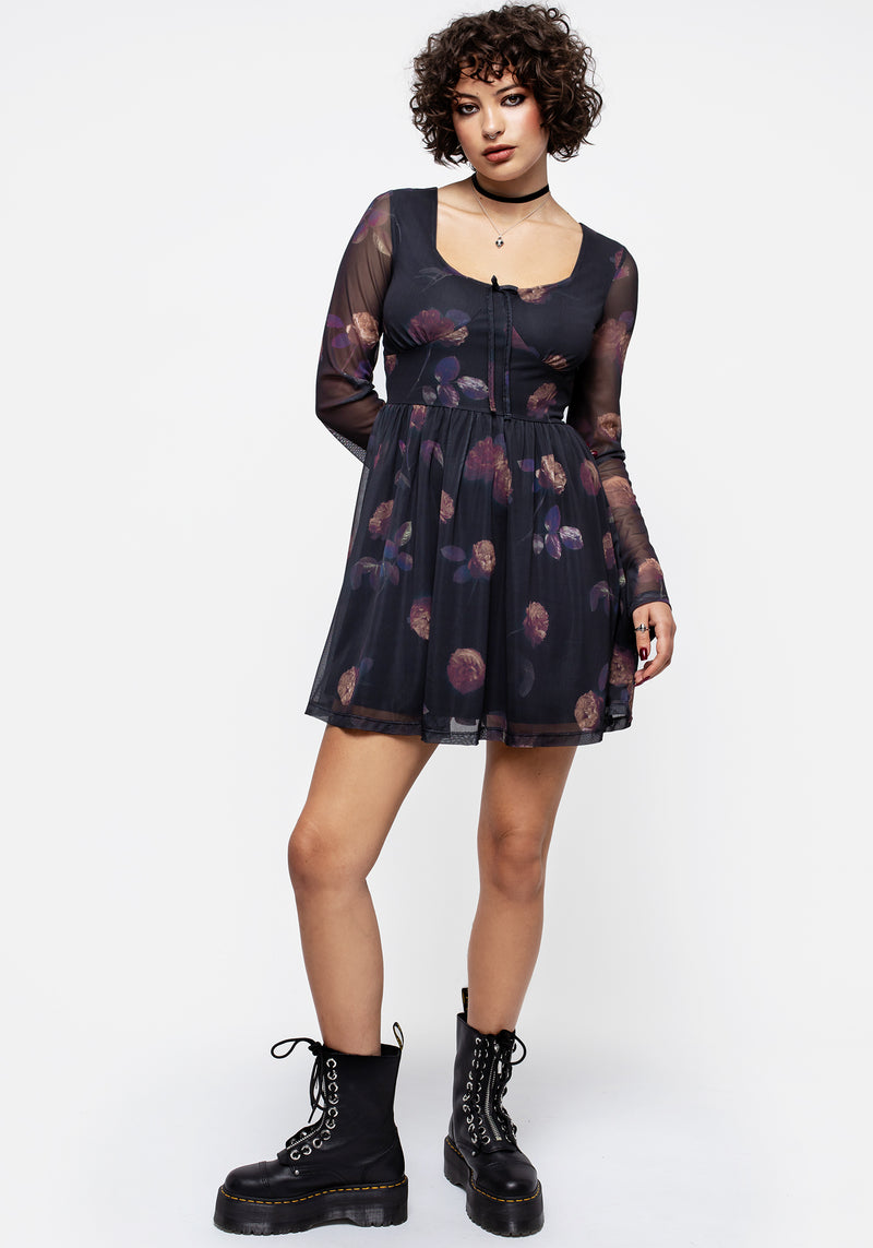 Monica Floral Mesh Skater Dress