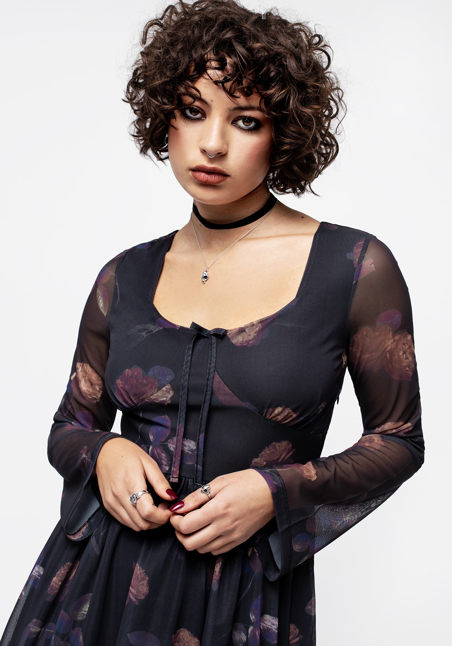 Monica Floral Mesh Skater Dress