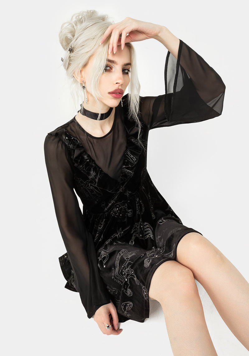 Zodiac Foil Print Mini Dress