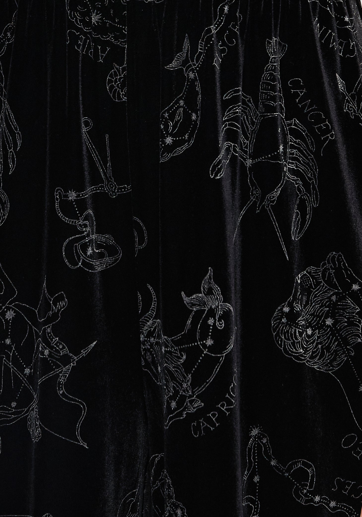 Zodiac Foil Print Button Front Velour Jumpsuit