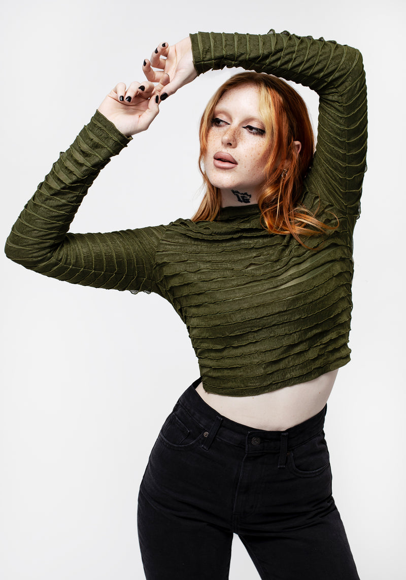 Vitae Striped Crop Top - Green