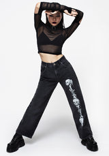 Jupiter Mesh Gathered Long Sleeve Crop Top