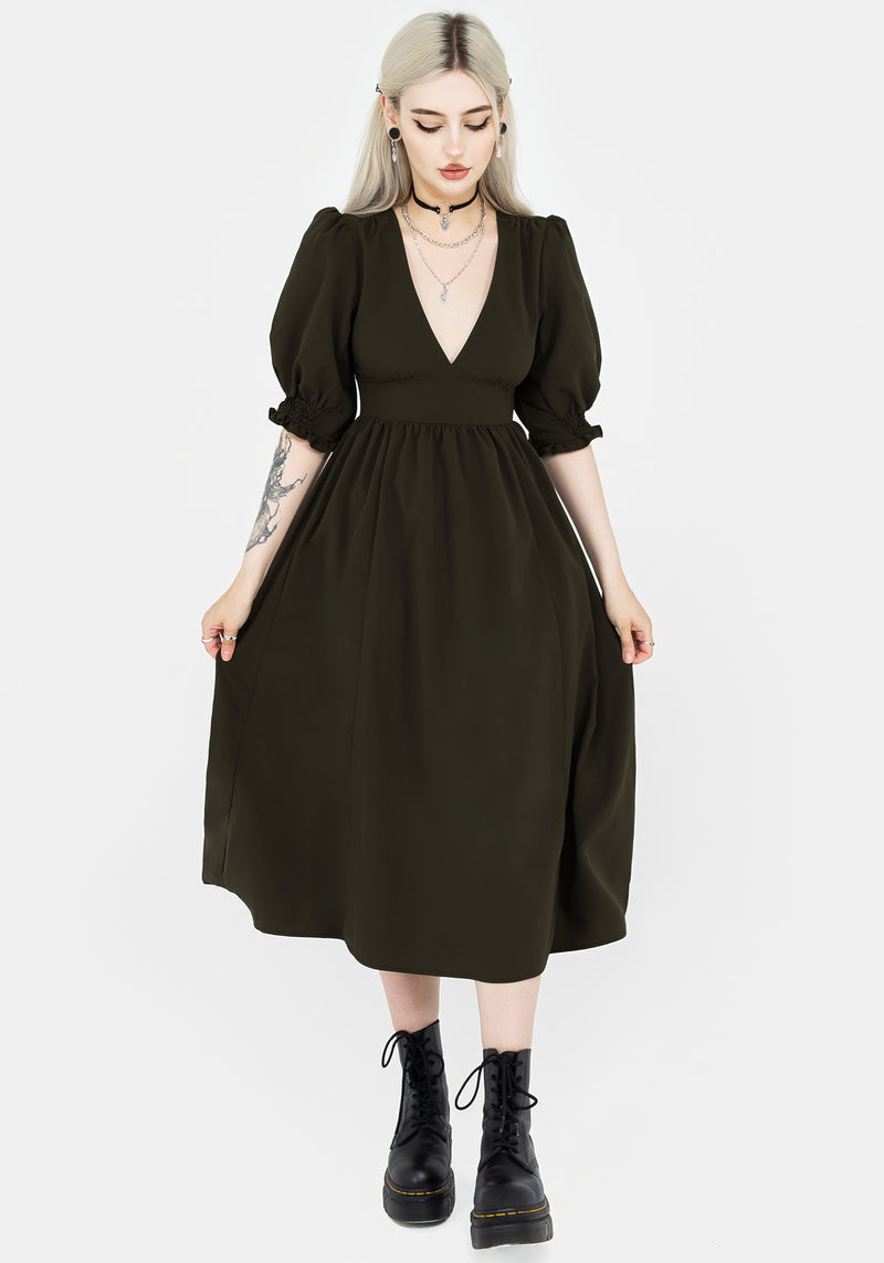 Divination Textured Midi Dress - Green