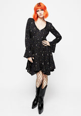 Sickle Moon Handkerchief Hem Mini Dress