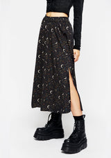 Sickle Moon Side Split Midi Skirt