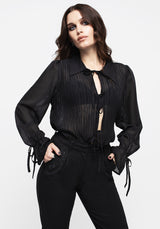 Evelyn Sheer Ruffle Blouse