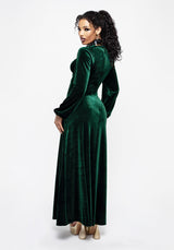 Zarina Long Sleeve Velour Maxi Dress